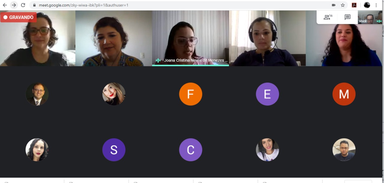 Imagem de defesa da aluna Valquíria Vicente da Cunha Barbosa, orientanda da professora Joana Cristina Neves Menezes de Faria